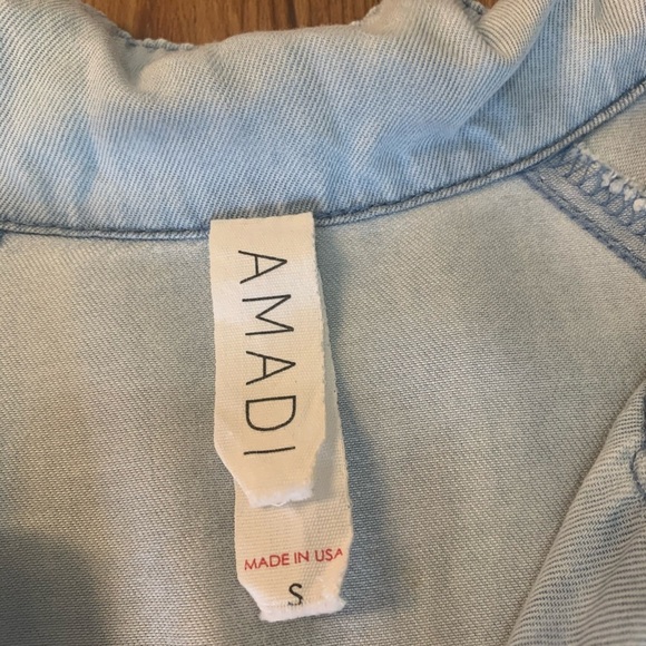 Anthropologie Amadi Chambray Tunic V-Neck Top - Picture 4 of 8